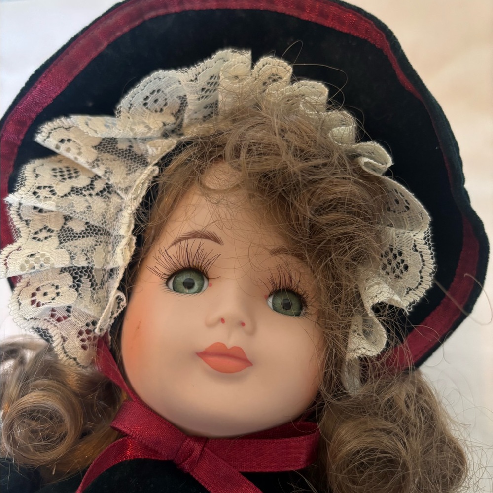 Classic Victorian Doll with Black Dress and Red Boots - Picture 10 of 10